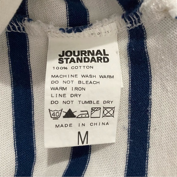 Journal Standard men's white/blue border T-shirt, Japan size M (US S) - Picture 7 of 7
